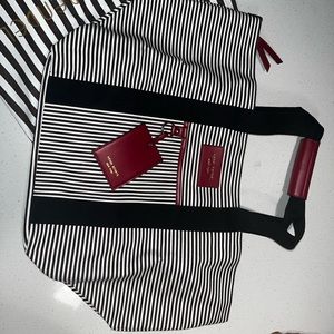 Henri Bendel Striped Canvas Tote “Sundried Tomato”. NWT! Comes with dust bag.